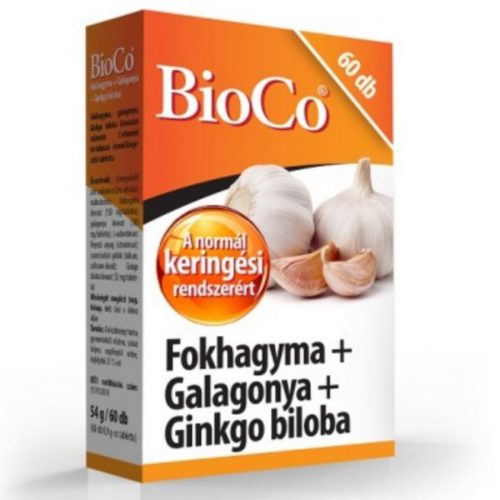 Fokhagyma Galagonya Ginko Biloba, BioCo,  60 db